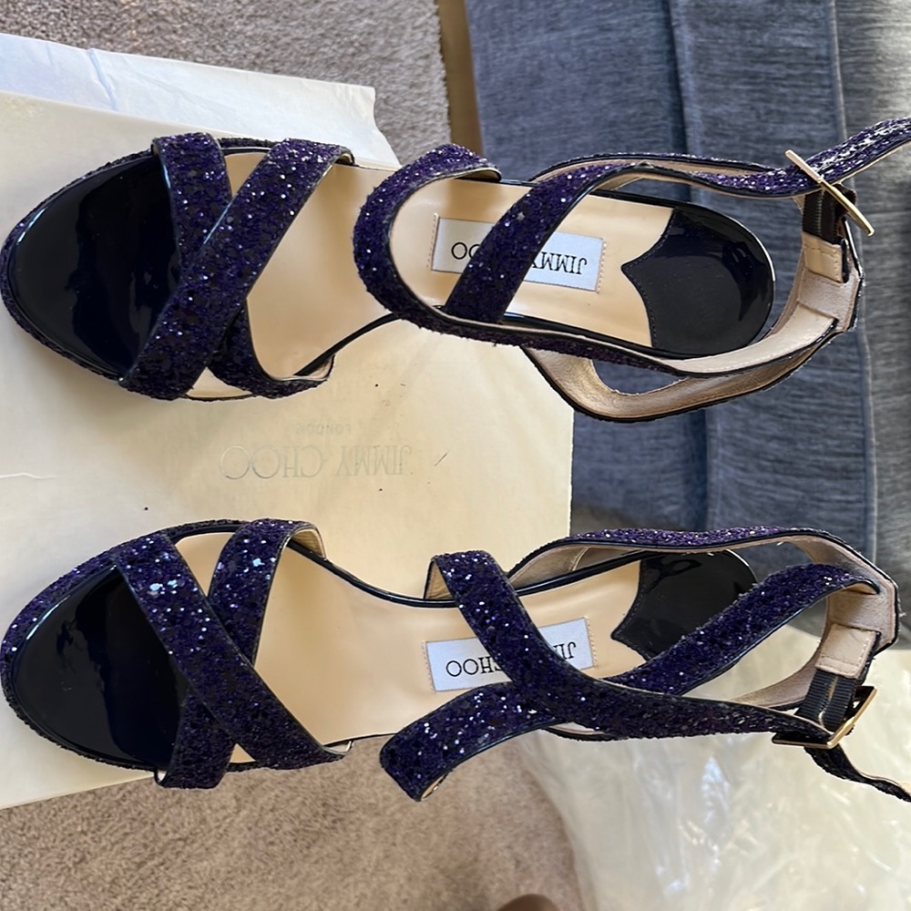 Jimmy Choo Purple Sparkly Sandals
